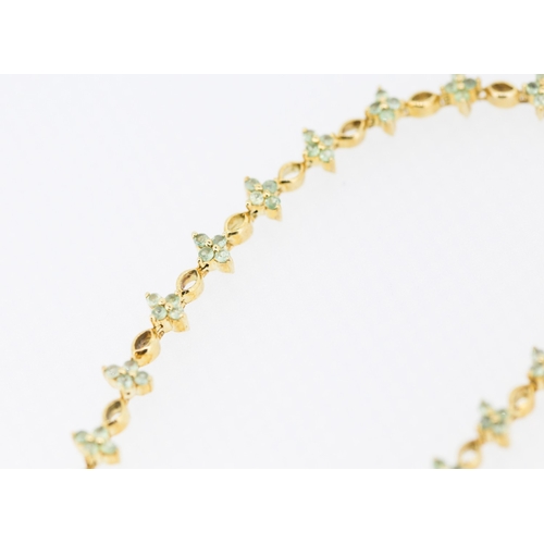 474 - Aquamarine Set Ladies Fancy Link Bracelet Finely Detailed Set in 9 Carat Yellow Gold 19.5cm Long