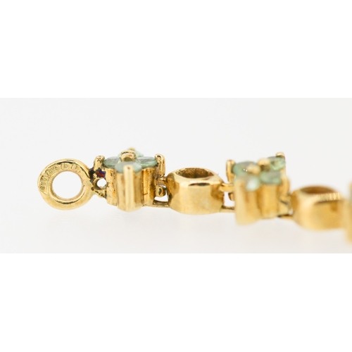 474 - Aquamarine Set Ladies Fancy Link Bracelet Finely Detailed Set in 9 Carat Yellow Gold 19.5cm Long