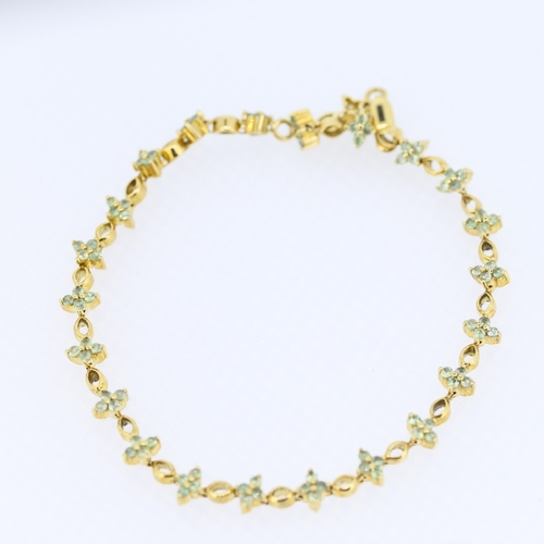 474 - Aquamarine Set Ladies Fancy Link Bracelet Finely Detailed Set in 9 Carat Yellow Gold 19.5cm Long