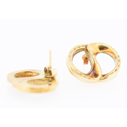 476 - Pair of 9 Carat Yellow Gold Loop Form Earrings 2cm Wide