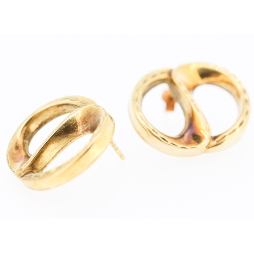 476 - Pair of 9 Carat Yellow Gold Loop Form Earrings 2cm Wide