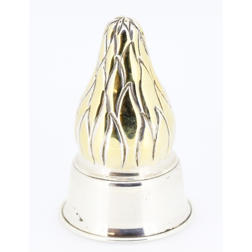 481 - Mappin & Webb Silver Cased Flame Motif Table Lighter 9cm High with Original Box Present