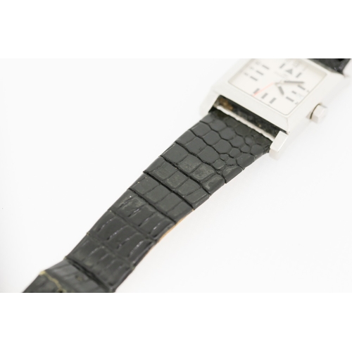 483 - Fortis Spacematic Swiss Made Autoquartz Unisex Wristwatch Date Aperture Black Lizard Strap