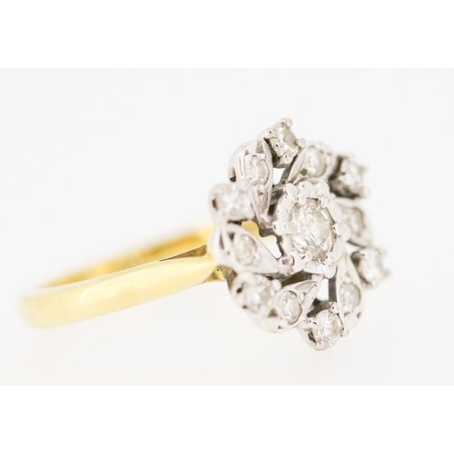 485 - Diamond Set Floral Motif Cluster Ring Set in 18 Carat Yellow Gold Ring Size J