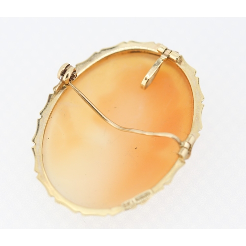 486 - Cameo Brooch Set in 9 Carat Yellow Gold 4cm High