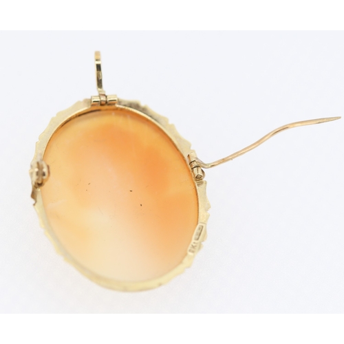 486 - Cameo Brooch Set in 9 Carat Yellow Gold 4cm High