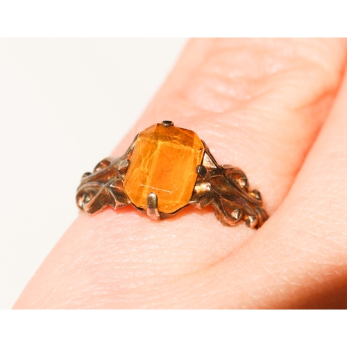 49 - Attractively Detailed Citrine Set Single Stone Ring Mounted in 9 Carat Yellow Gold Ring Size K and a... 