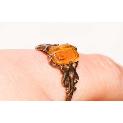 49 - Attractively Detailed Citrine Set Single Stone Ring Mounted in 9 Carat Yellow Gold Ring Size K and a... 