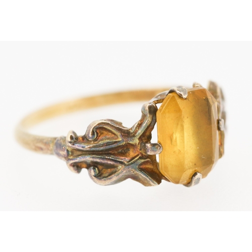 49 - Attractively Detailed Citrine Set Single Stone Ring Mounted in 9 Carat Yellow Gold Ring Size K and a... 