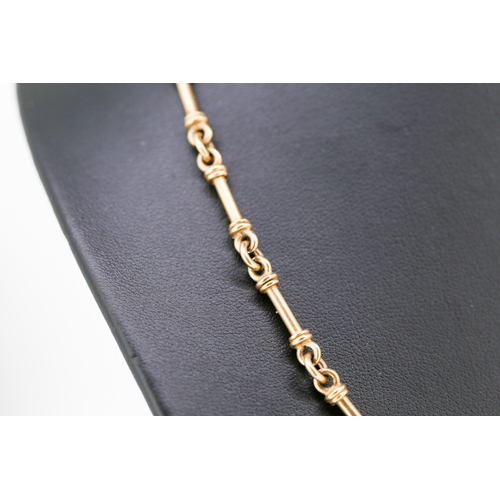 491 - 9 Carat Rose Gold Belcher Link and Bar Link Necklace 60cm Long