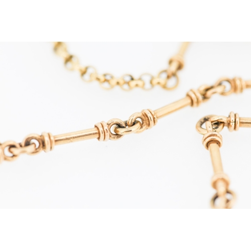 491 - 9 Carat Rose Gold Belcher Link and Bar Link Necklace 60cm Long