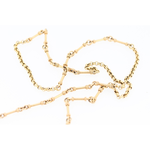 491 - 9 Carat Rose Gold Belcher Link and Bar Link Necklace 60cm Long