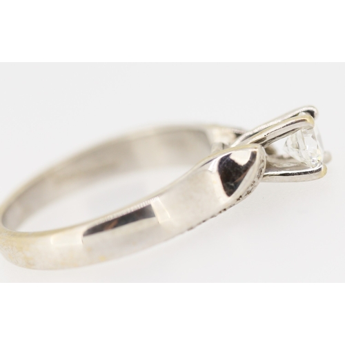 497 - 18 Carat White Gold Diamond Solitaire Ring with Further Diamonds to Shoulders Total Diamond Carat We... 