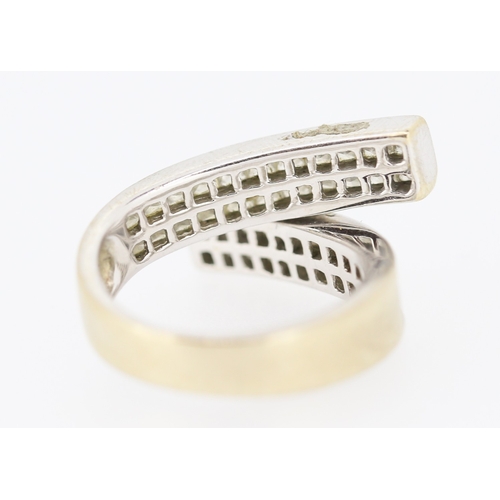 498 - Twin Row Diamond Set Modernist Form Ring Wrap Around Ring Set in 18 Carat White Gold Ring Size L App... 