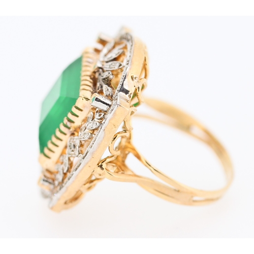 499 - Emerald and Diamond Set Statement Ring Attractively Detailed Set in 9 Carat Rose Gold and Silver Rin... 