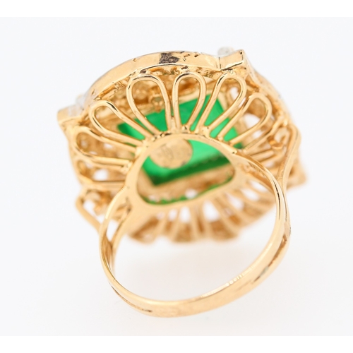 499 - Emerald and Diamond Set Statement Ring Attractively Detailed Set in 9 Carat Rose Gold and Silver Rin... 