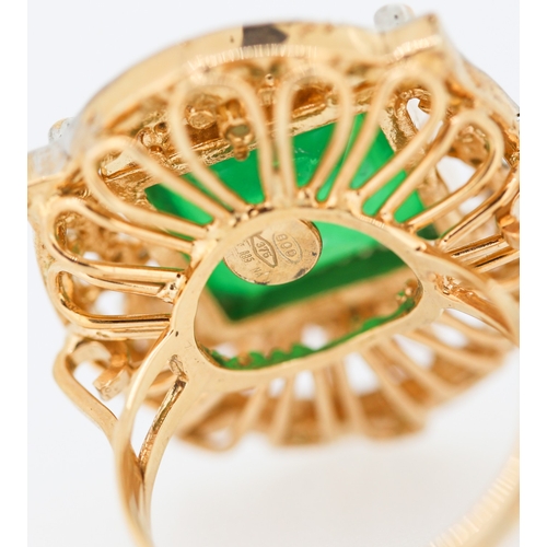 499 - Emerald and Diamond Set Statement Ring Attractively Detailed Set in 9 Carat Rose Gold and Silver Rin... 