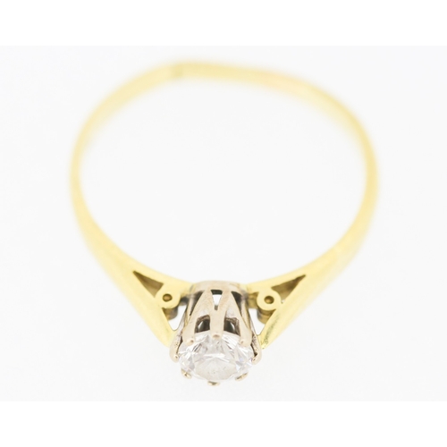 504 - Diamond Solitaire Eight Claw Set Ring Mounted on 18 Carat Yellow Gold Ring Size P (please note break... 