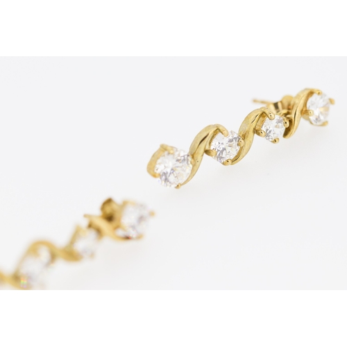 505 - Pair of Four Stone Gemset Graduated Form Ladies Drop Earrings Mounted in 9 Carat Yellow Gold 3cm Dro... 