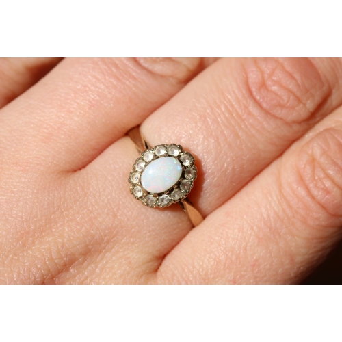 52 - Opal and Gemstone Set Ring Mounted in 9 Carat Yellow Gold Ring Size R