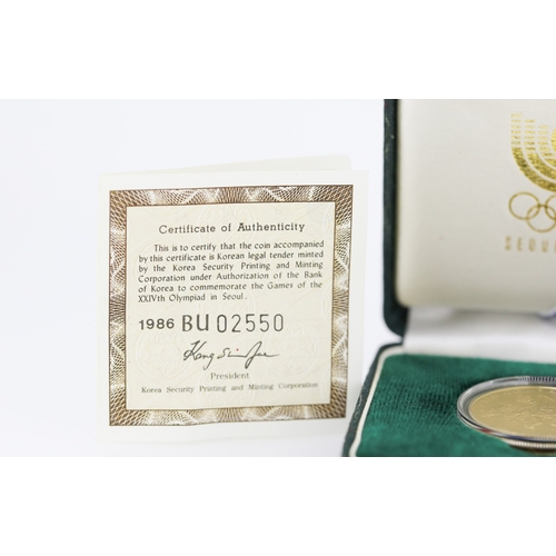 521 - Gold XXIV Olympiad Seoul 1988 25000 Won Coin Encapsulated with Original Presentation Box and Certifi... 