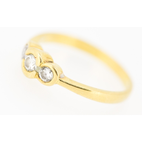 524 - Bezel Set Diamond Three Stone Ring Mounted in 18 Carat Yellow Gold Ring Size S