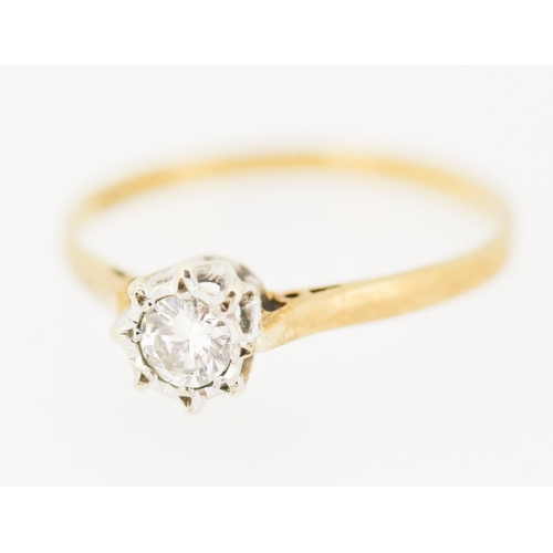 526 - Diamond Solitaire Rubover Setting Mounted in 18 Carat Yellow Gold Ring Size O and a Half