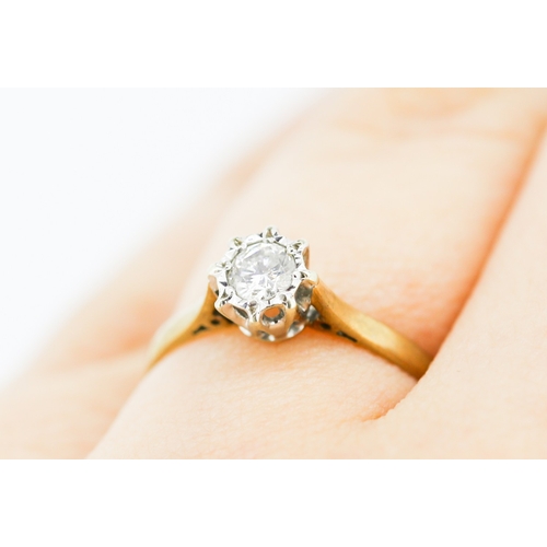 526 - Diamond Solitaire Rubover Setting Mounted in 18 Carat Yellow Gold Ring Size O and a Half