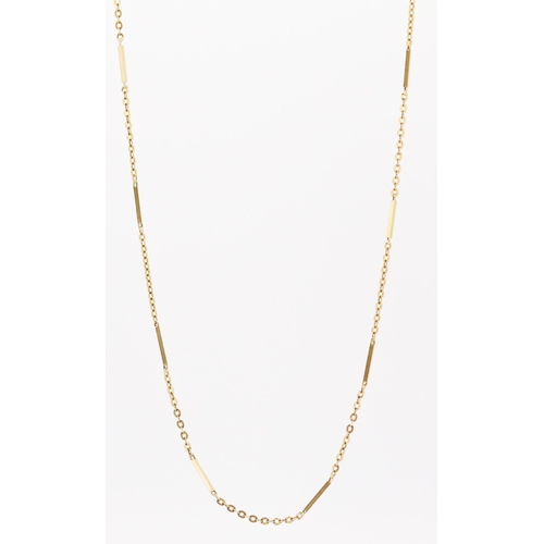 53 - 9 Carat Yellow Gold Bar Link Necklace 60cm Long