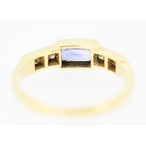 538 - Bezel Set Sapphire Ring with Diamonds Set to Shoulders Mounted in 18 Carat Yellow Gold Ring Size P