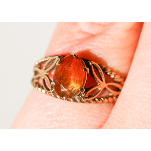 54 - Finely Detailed Citrine Set Single Stone Ring Mounted in 9 Carat Yellow Gold Ring Size L