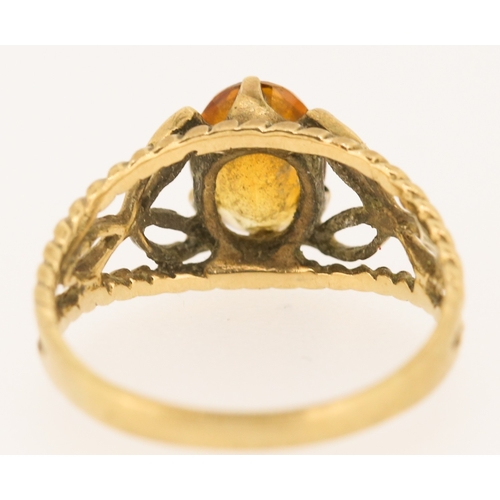 54 - Finely Detailed Citrine Set Single Stone Ring Mounted in 9 Carat Yellow Gold Ring Size L