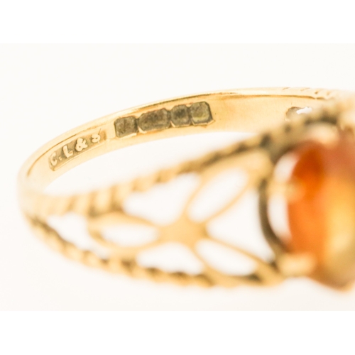 54 - Finely Detailed Citrine Set Single Stone Ring Mounted in 9 Carat Yellow Gold Ring Size L