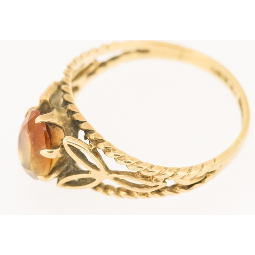 54 - Finely Detailed Citrine Set Single Stone Ring Mounted in 9 Carat Yellow Gold Ring Size L