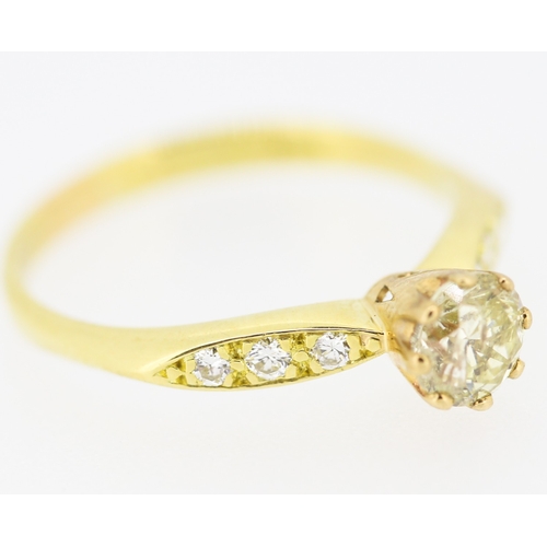 546 - Diamond Solitaire Eight Claw Set Mounted in 18 Carat Yellow Gold Further Diamonds Set to Shoulders R... 