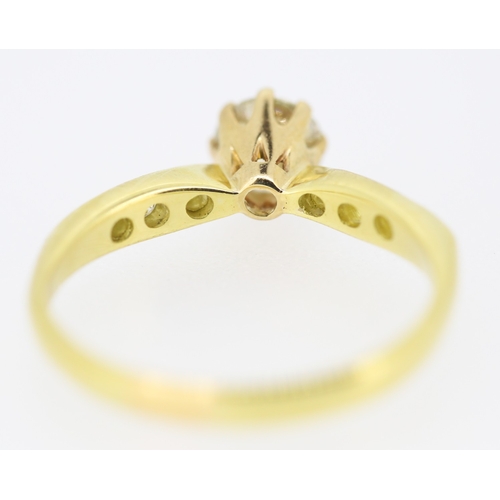 546 - Diamond Solitaire Eight Claw Set Mounted in 18 Carat Yellow Gold Further Diamonds Set to Shoulders R... 