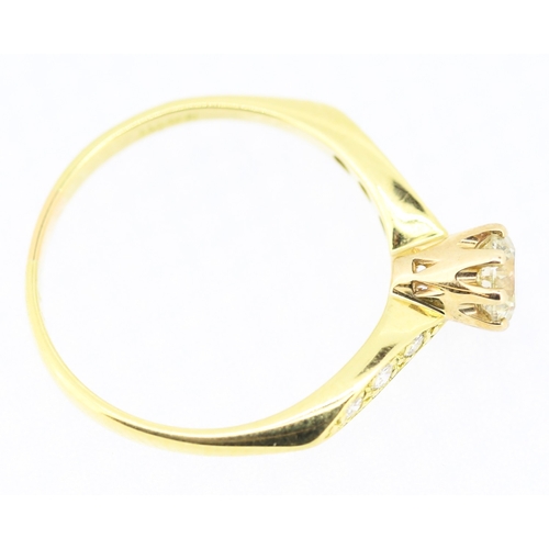 546 - Diamond Solitaire Eight Claw Set Mounted in 18 Carat Yellow Gold Further Diamonds Set to Shoulders R... 