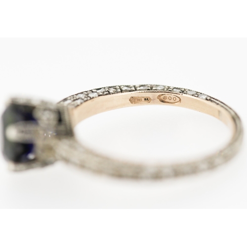 550 - Basket Set Sapphire Ring with Diamond Insets to Setting and Band Mounted in 9 Carat Rose Gold and Si... 