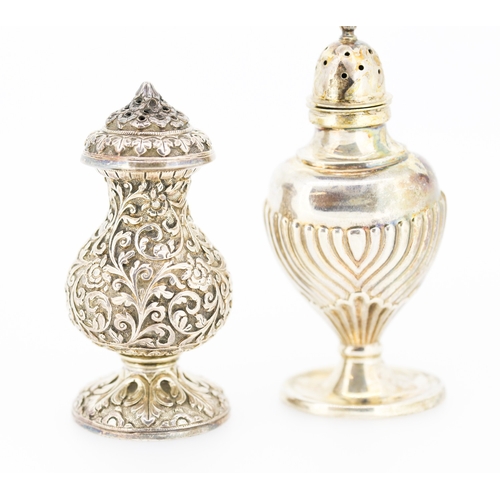 562 - Two Silver Salt Shakers Pedestal Form 8cm and 7cm High