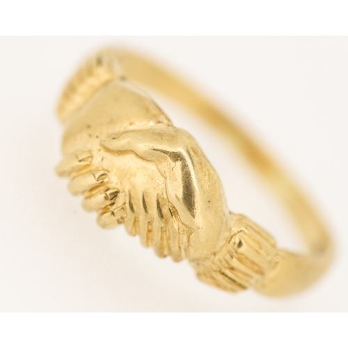 566 - 9 Carat Yellow Gold Fede Gimmel Holding Hands Ring Size P