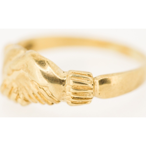 566 - 9 Carat Yellow Gold Fede Gimmel Holding Hands Ring Size P