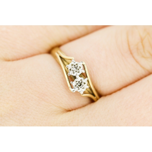 568 - Diamond Rubover Set Ring Mounted in 9 Carat Yellow Gold Ring Size O