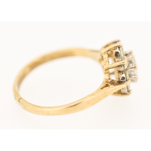 569 - Gemstone Set Daisy Form Ring Mounted in 9 Carat Yellow Gold Ring Size I Note One Stone Lacking