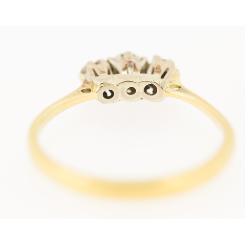 571 - Diamond Three Stone Ring Mounted in 18 Carat Yellow Gold Ring Size I and a Half