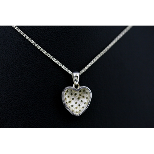 582 - Diamond Set Heart Form Pendant Mounted in 18 Carat White Gold 1.5cm High Set on 9 Carat White Gold C... 