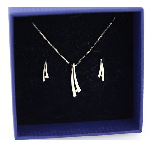 587 - Silver Pendant Set Necklace with Pair of Matching Earrings and Another Pair of Silver Earrings