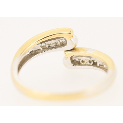 598 - Diamond Set Wrap Around Form Ring Mounted in 18 Carat Yellow and White Gold Ring Size Q