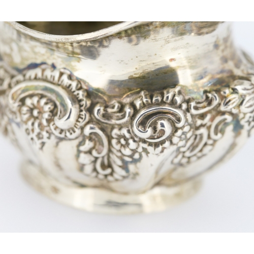 608 - Silver Repousse Decorated Cream Jug 9cm High