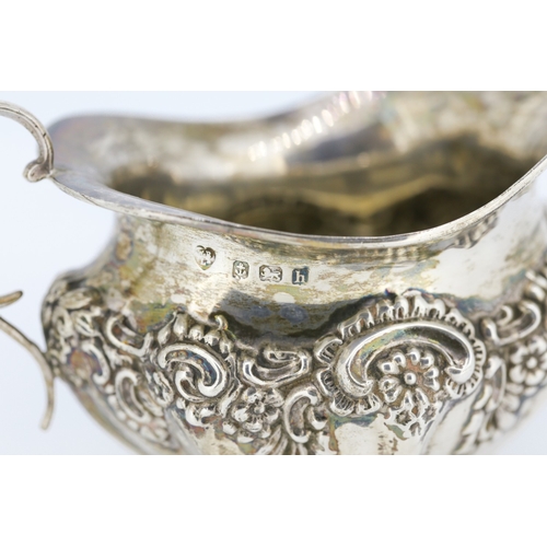 608 - Silver Repousse Decorated Cream Jug 9cm High