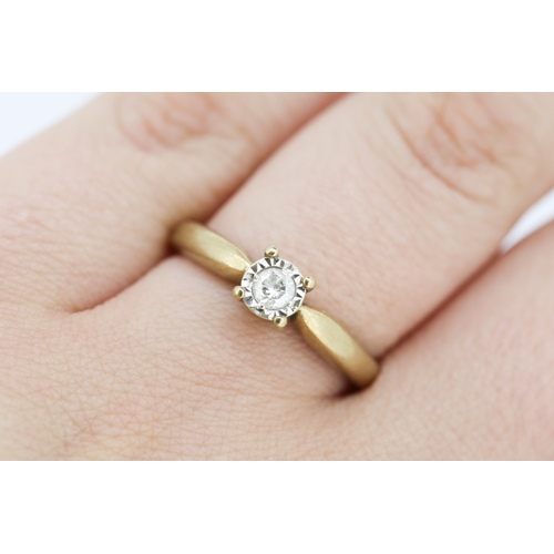 628 - Diamond Solitaire Four Claw Set Mounted in 9 Carat Yellow Gold Ring Size Q